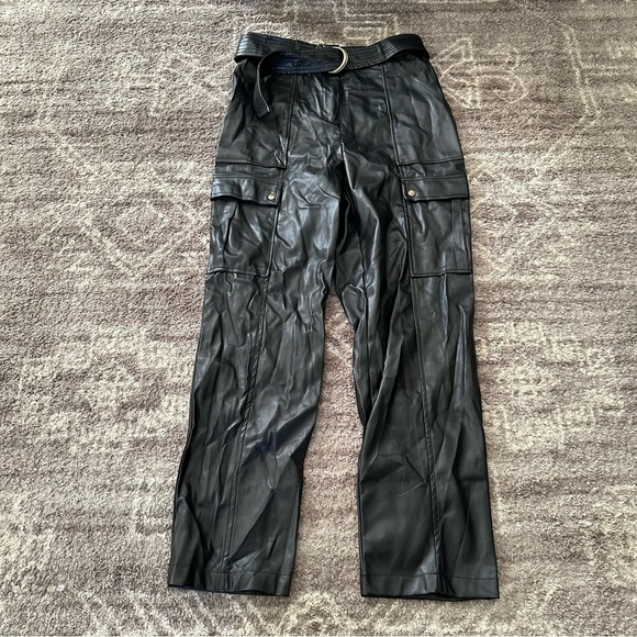 Jason Wu Pants - NWT Jason Wu Soft Vegan Leather Cargo Pants Belted Size 6 Relaxed Straight Leg